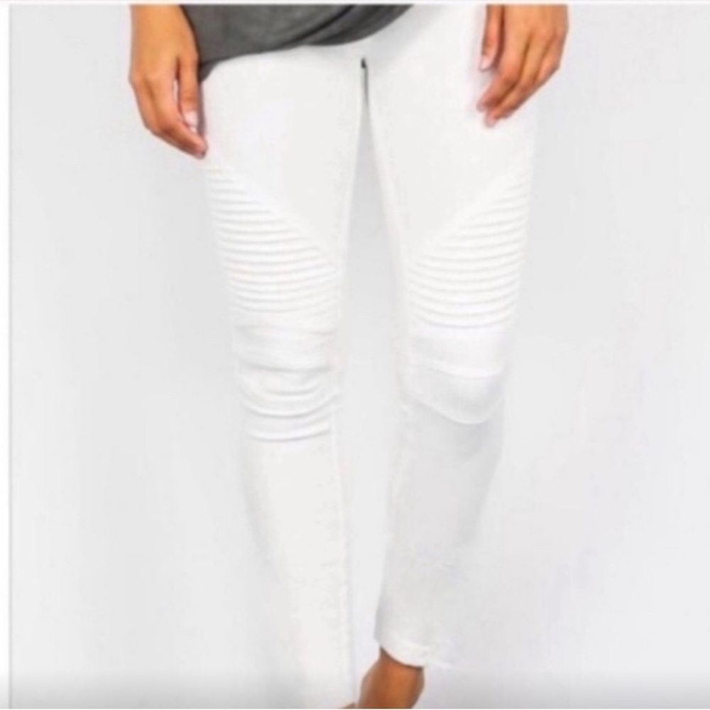 White Moto Skinny Jeans High Rise Stretch Zip Ankle Sz small NWT - Picture 3 of 9